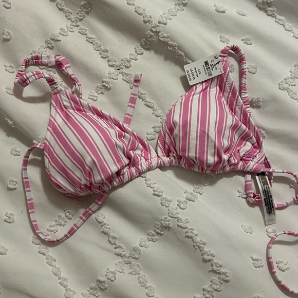PINK Victoria's Secret Other - PINK Victoria's Secret Pink and White Striped Bikini Top